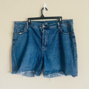 Old Navy Blue Denim Shorts woman size 22 DIY extra high rise casual frayed